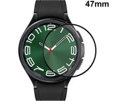 By Qubix - Screen protector Tempered Glass - Full cover - Geschikt voor de Samsung Galaxy Watch 6 Classic - 47mm