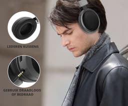 Over Ear Koptelefoon Draadloos - Active Noise Reduction - Draadloze Headset - Bluetooth - Lange batterij duur - Bedraad of draadloos - Kristalheldere Gesprekken - Zwart — thumbnail 4
