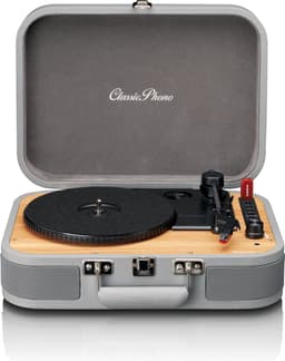 Classic Phono Retro Platenspeler - Vinyl Koffer met Bluetooth - Auto-stop - TT-116GY - Grijs — thumbnail 3