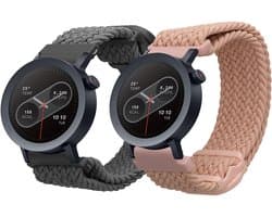 kwmobile Horlogebandjes geschikt voor CMF Watch Pro 2 / Watch Pro 1 - 2 x Nylon Smartwatch bandje in grijs / oudroze.