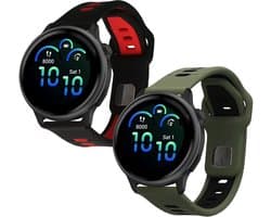 kwmobile 2x horlogebandjes geschikt voor Garmin vivoactive 6 / vivomove Trend / Forerunner 55 bandje - Smartwatch bandjes van TPU - Activity tracker horloge band in zwart / rood / donkergroen / zwart