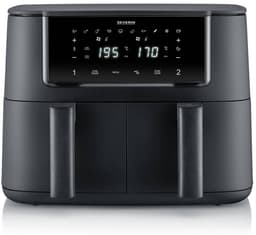 Severin FR 2463 Black Line Dual - Dubbele airfryer - Hetelucht friteuse - Touchscreen - 2x 4 liter - 11 Automatische programma's - Sync cook & finish – Zwart — thumbnail 1