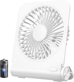 2000mAh oplaadbare USB-bureauventilator - 4 snelheden 225° - Opvouwbaar en draagbaar - Stille en krachtige luchtstroom - Geschikt voor kantoor / kamperen / reizen - Wit — thumbnail 1