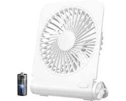 2000mAh oplaadbare USB-bureauventilator - 4 snelheden 225° - Opvouwbaar en draagbaar - Stille en krachtige luchtstroom - Geschikt voor kantoor / kamperen / reizen - Wit — afbeelding 1