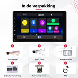 Boscer 1Din Autoradio - Apple Carplay & Android Auto - 9 inch HD verstelbaar scherm - USB, Aux, Bluetooth - Achteruitrijcamera & Microfoon — thumbnail 4
