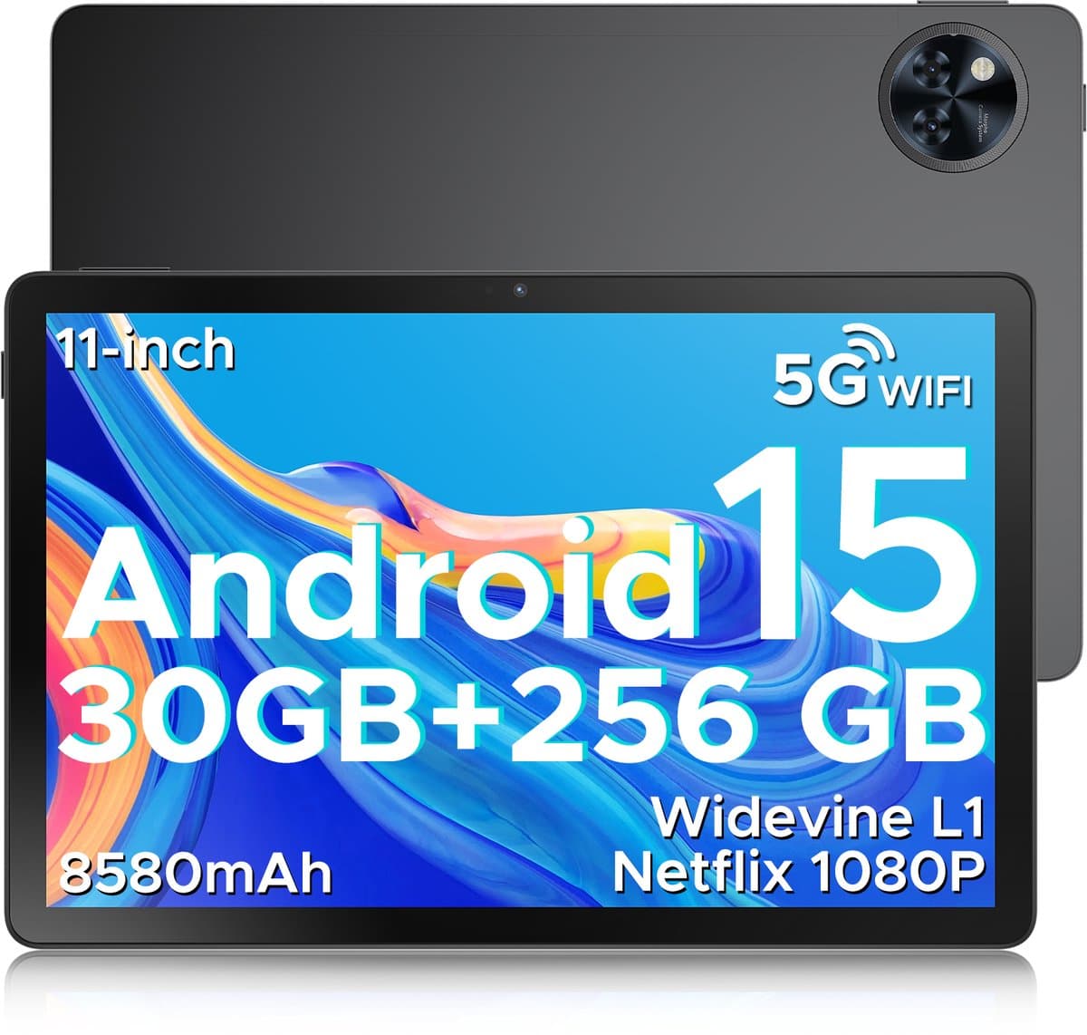 DOOGEE TAB U11 Pro - Tablet - Tablette - 30GB RAM + 256GB ROM(2TB/TF) - 8580 mAh - 11 Inch 1080P 90 Hz - Dubbele luidspreker - T7200 Octa Core - 13MP Camera - 5G WIFI - Face ID - 7.9 mm Metallic Body - Zwart — afbeelding 1