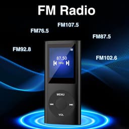 MP3 Speler - met Bluetooth - Incl. 32GB SD Kaart - Digitaal 1,8-inch LCD-scherm - USB - FM-radio - Spraakrecorder - E-book - Dicatafoon - Ideaal voor Sport, Kinderen en Volwassenen - Zwart — thumbnail 2