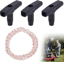 Recoil Starter Touw, 10 Meter 3mm Trekkoord met 3 Starter Handvatten voor Grasmaaier — thumbnail 1