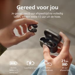 PHILIPS TAQ2000BK/00 Draadloze open-ear oortjes - Oorhaakjes - Open-ear pasvorm - 28 uur afspeeltijd - Bluetooth multipoint - IPX4 - App control - Bediening op de oorhaakjes - Zwart — thumbnail 5