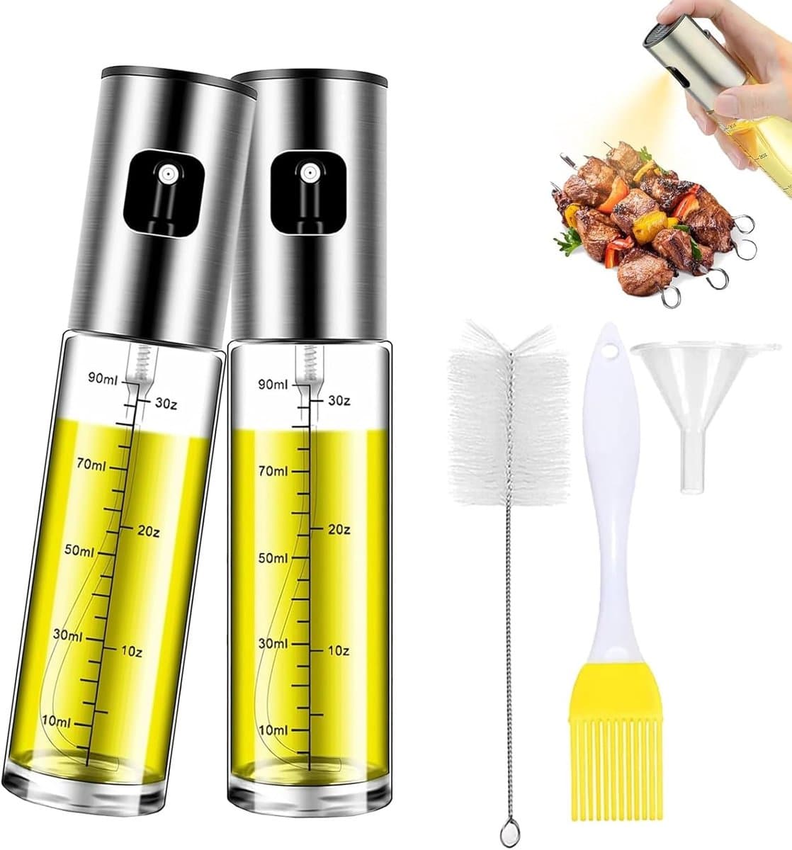 Oil Spray Bottle voor Air Fryer - Olie Spray voor Koken met Kom en Trechter - Olie Sprayer voor Salade, Grillen, Keuken Bakken - 2 Stuks — afbeelding 1