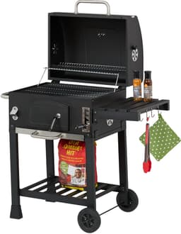 Houtskoolbarbecue - met deksel en wielen - met 2 roosters — thumbnail 1