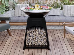 Vente-unique Barbecue/plancha/vuurkorf van staal - L81 x B81 x D96 cm - Zwart - CORVERA — thumbnail 1