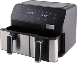 MKSS® Dubbele Airfryer XXXL - Duo Heteluchtfriteuse - Geschikt voor Accessoires - Zwart met Zilver — thumbnail 1