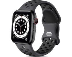 Podec Smartwatch Zwarte Siliconen Strap M/L - Geschikt voor Apple Watch - Bandje Geschikt voor iWatch 42 / 44 / 45 / 49 mm - Geschikt voor Series 1/2/3/4/5/6/7/SE