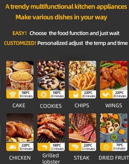 Biolomix Oven Airfryer combi - RVS - 11 in 1 - Touchscreen - Hulpmiddelen Inbegrepen - Broodrooster - airfryer xxl — thumbnail 3