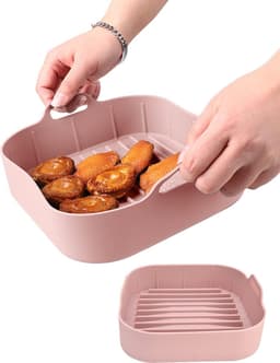 airfryer siliconen bakje - 2 Stuks - Siliconen - Mand - Friteuse - Magnetron — thumbnail 6