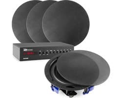 Power Dynamics Installatie speakerset met 4x low profile speakers - Bluetooth - 80W - Zwart