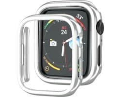 By Qubix - Hard case 41mm (open front) - Zilver (glans) - Geschikt voor Apple Watch 41mm hoesje - screenprotector - Bescherming iWatch - Bescherm hoesje