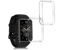 kwmobile 2x smartwatch hoes geschikt voor Huawei Watch Fit 2 hoesje - Siliconen sporthorloge cover - Activity tracker case in transparant