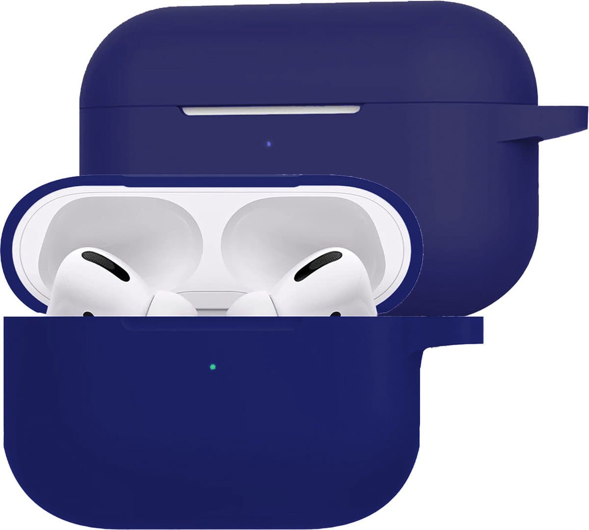 Hoesje Geschikt voor Apple AirPods Pro 2 - Siliconen Hoes met Clip - Silicone Case Cover - Donkerblauw — afbeelding 1