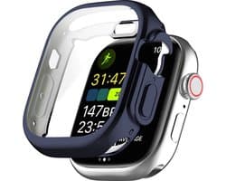 By Qubix - Apple Watch Ultra TPU case - Volledig beschermd - Donkerblauw - Geschikt voor Apple Watch 49mm (Ultra) hoesje - screenprotector - Bescherming iWatch - Bescherm hoesje