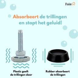 Fain - Trillingsdempers wasmachine – Set van 4 stuks – Zwart - Voetjes wasmachine & droger - Wasmachine demper – Anti trillings / vibratie dempers pads – Antislip rubber – Trillingsmat – Antislipmat - Extra dik — thumbnail 3