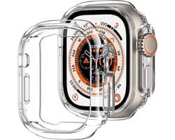 MY PROTECT - Hoesje Geschikt Voor Apple Watch Ultra 49mm Siliconen Bescherm Case - Screenprotector - Transparant