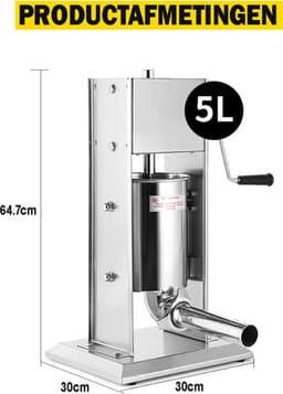 Vevor Worstenvuller 5 Liter - Worstmachine - Worstmaker - Worst Maken - RVS — thumbnail 4