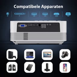 UpLiving® LCD Mini Beamer | Soundbar met subwoofer | Projectiedoek 120 inch | Beamerbeugel | Met WiFi | Met Bluetooth | Native Full HD | 10.000:1 Contrastratio | 8.000 Lumen | Projector - Mini Beamer - Afstandsbediening - Draagtas — thumbnail 5