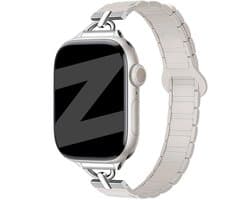 Bandz Magnetische Siliconen Horlogeband ‘Slim’ Sterrenlicht – Geschikt voor Apple Watch 38mm/40mm/41mm/42mm (1/2/3/4/5/6/7/8/9/10/11/SE) – Luxe & Comfortabel Dames Bandje – Stijlvol Smartwatch Design
