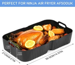 3 Stuks Groter Siliconen Airfryer Pan Gescht voor Ninja Dual Foodi FlexDrawer AF500EU, Airfryer Siliconen Pot Mand voor Ninja AF500EU 10,4L, Airfryer Accessoires Basket voor Ninja luchtfriteuse — thumbnail 4