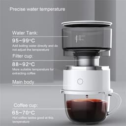 Koffiemachine - Automatisch zetten en druppelen - anti-verbranding - automatische drukontlasting - Werkt op batterijen -mini en draagbaar - 10*10*10,15 cm -geeft een handgemaakte uitstraling - geschikt voor gebruik op kantoor, buiten en op de camping — thumbnail 3