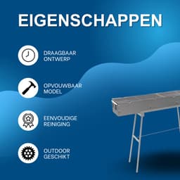 BBQ-grill - Voor camping - Draagbare, opvouwbare houtskoolgrill - Grijs - 100*18*13cm — thumbnail 3