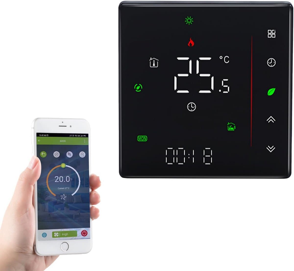 Slimme Wifi Thermostaat voor Airconditioning met 4-Pijpsysteem - App en Spraakbesturing — afbeelding 1