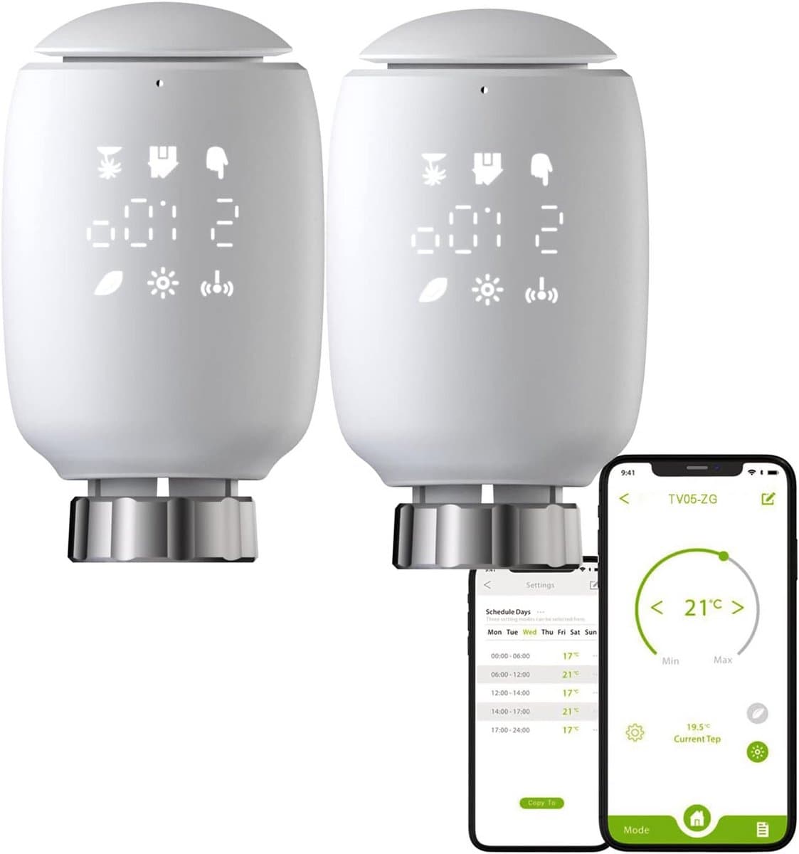 Slimme Thermostatische Radiatorkraan met Spraakbesturing - Programmeerbare Slimme Verwarmingsthermostaat — afbeelding 1