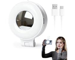 Ibenzoa® Draagbare en Magnetische LED Selfie Ringlicht met Spiegel en Drie Kleurtemperaturen