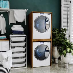Waskast Hoog voor Wasmachine en Droger | Ruimtebesparende Kast voor Wasruimte of Badkamer | 66x180x65 cm — thumbnail 2