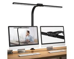 Ibenzoa® Klembare LED Bureaulamp met Dubbele Kop en Verstelbare Lichtinstellingen