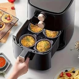 6 stuks-Muffinvormpjes - Eierbakvormpjes - Eierstoomvormpjes - Bakvormen - Siliconen - Eierstoomkommen - Bakaccessoires - Geschikt voor ovens, magnetrons en airfryers - Grijs - 7*9*5,5 cm — thumbnail 6