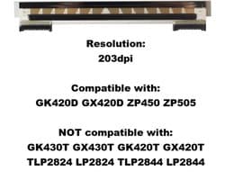 203dpi Thermische Printkop voor Zebra Directe Thermische Printers 105934-037 Compatibel