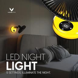 Draagbare Clipventilator - Oplaadbare 10 Uur Batterij - 360° Rotatie en 90° Kantelbaar - Voor Kinderwagen, Bureau of Nachtkastje - Met Aromatherapie en LED-Lamp — thumbnail 5