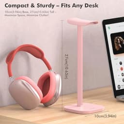 Hoofdtelefoonhouder voor Over-Ear Bluetooth Hoofdtelefoons en Gaming Headsets - Universele Koptelefoonstandaard met Verzwaarde Basis en Aluminium Buis — thumbnail 4