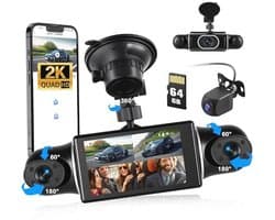 Mini-dashcam met 4 lenzen en 2K-resolutie voor voertuigen