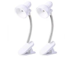 NHQZ 2 stuks leeslamp, boekenklem, elektronisch licht, 360° flexibel, meerkleurige temperatuurmodi, perfect voor boekenliefhebbers, bed, kantoor, reizen