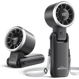 Draagbare Mini Handventilator met Oplaadbare Accu en LED-display - 5 Snelheden, Opvouwbare USB Ventilator voor Kantoor en Outdoor — thumbnail 3