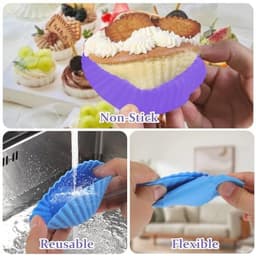 Set van 12 Siliconen Muffinvormen - Herbruikbare Anti-aanbak Bakvormen - Perfect voor Airfryer en Cupcakes — thumbnail 6