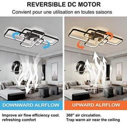 Moderne Plafondventilator met LED Verlichting en Afstandsbediening voor Woonkamer en Slaapkamer - Dimbaar 80W Wit 103CM — thumbnail 4