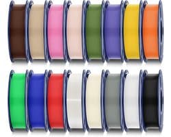 16 Kleuren PLA Plus Filament Bundel 1.75mm voor 3D-Printers, Totaal 4KG