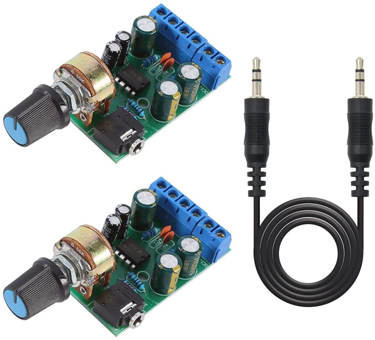 2PACK Audio Versterker Module DC 1.8-12V 2.0 Kanaals Stereo AMP Board met 3.5mm Jack Kabel — afbeelding 1