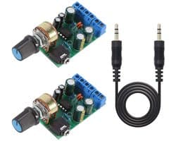 2PACK Audio Versterker Module DC 1.8-12V 2.0 Kanaals Stereo AMP Board met 3.5mm Jack Kabel